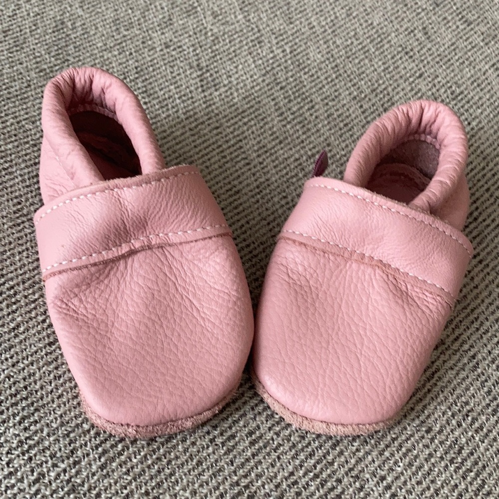 Pink Leather Baby Booties